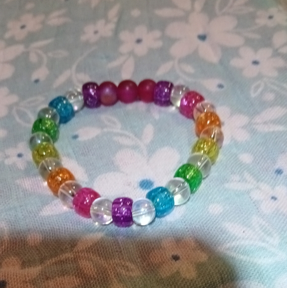 Multicolored "rainbow" stretchy bracelet - Picture 3 of 3